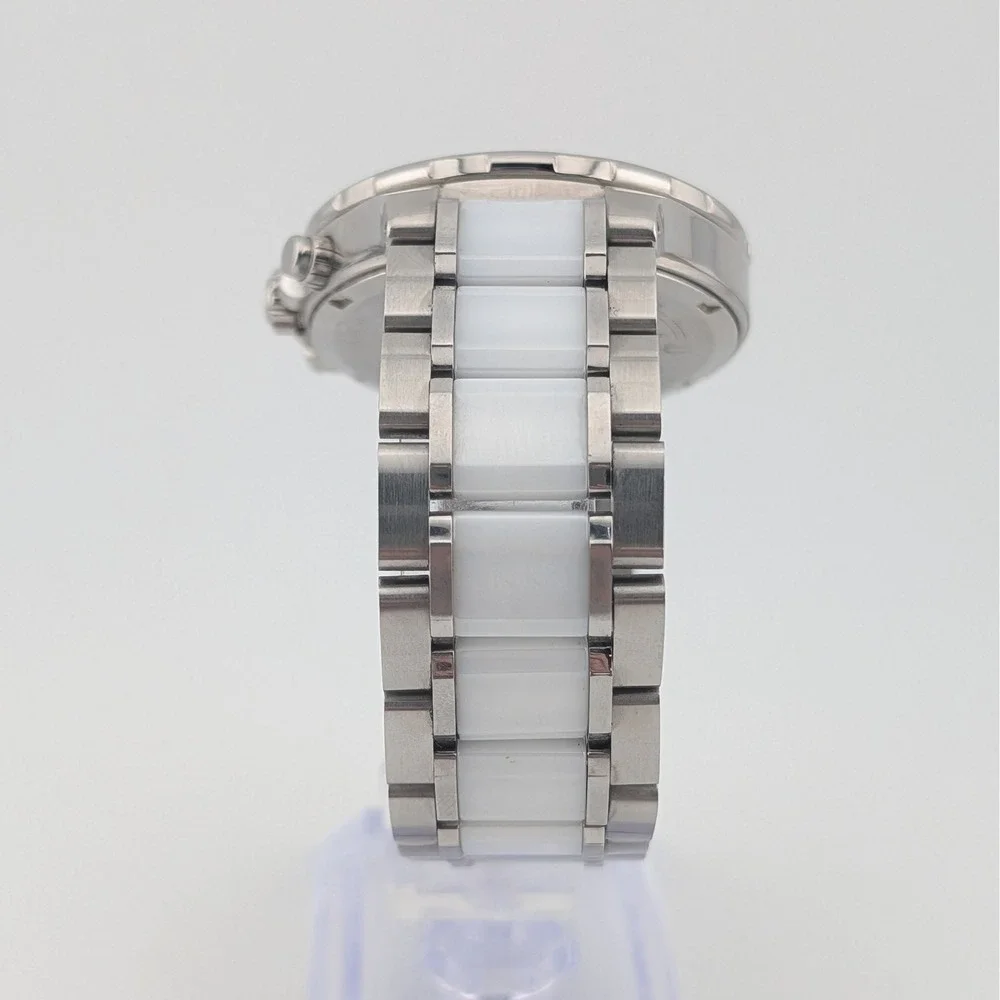 Bulova 98P125 Diamond Chronograph White Ceramic SS Women's Watch 40mm 6